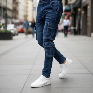 Seven Pocket Cargo Denim Pant - Deep Blue