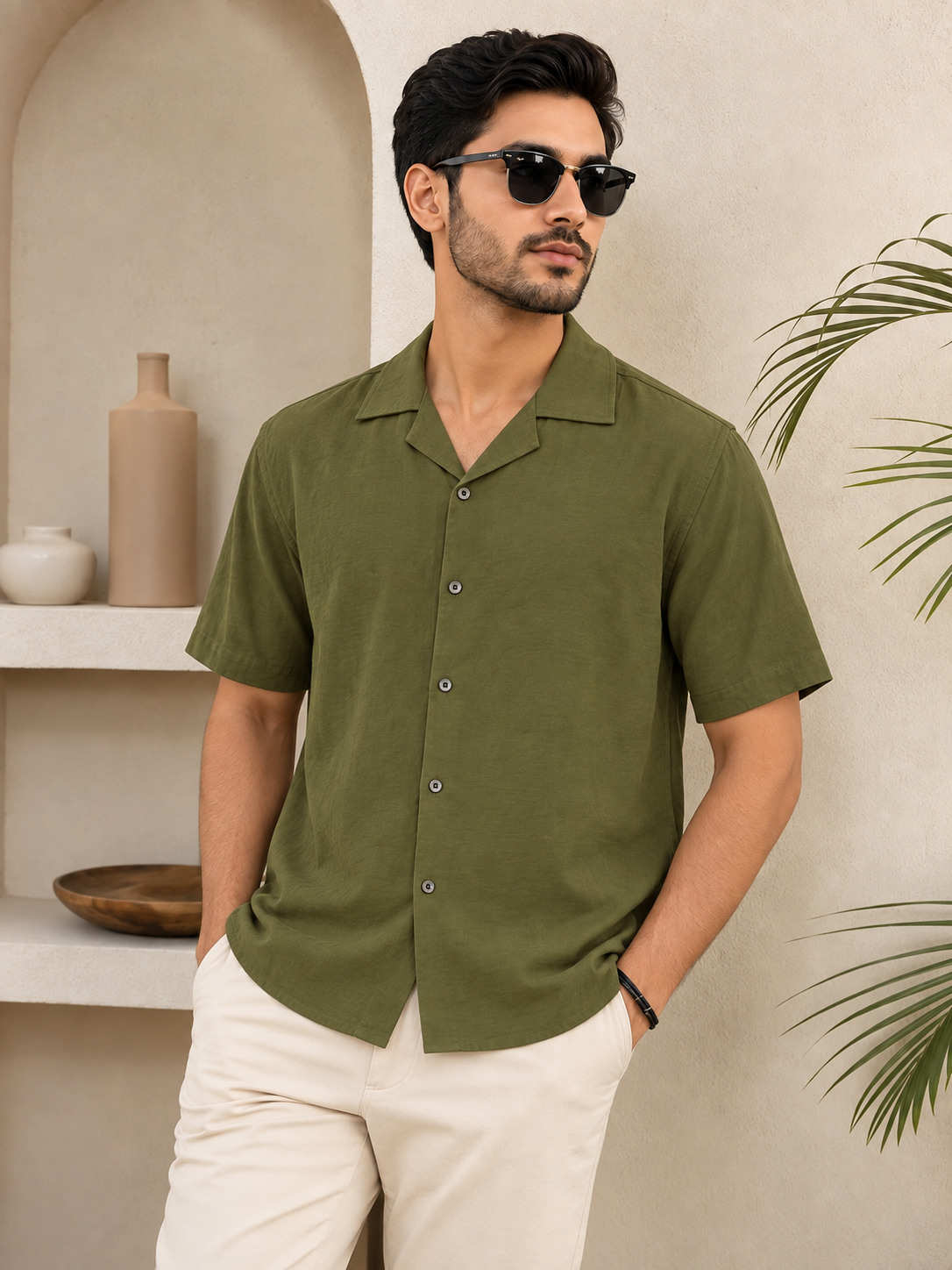 Cuban premium Shirt Olive